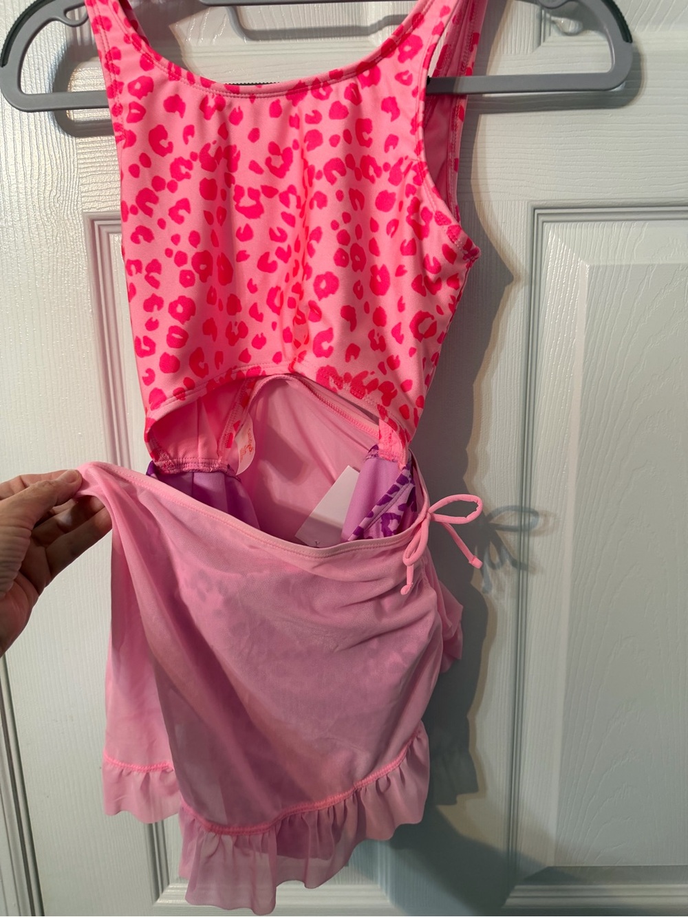 Cat & Jack Hot Pink Leopard Print One-Piece Swimsuit with Pink Skirt